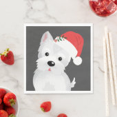Serviette En Papier Chien West Highland avec chapeau de Santa (En situation)
