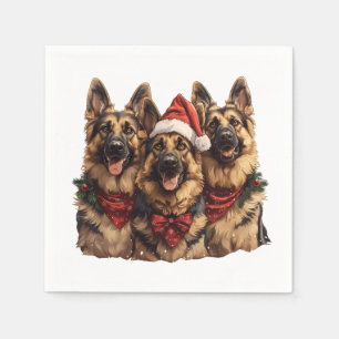 Serviette En Papier Chiens bergers allemands de Noël