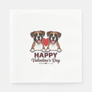Serviette En Papier Chiens Boxer Joyeuse Saint-Valentin Vintage
