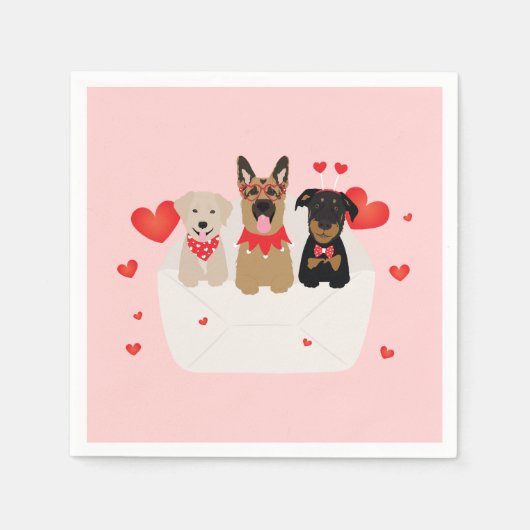 Serviette En Papier Chiens Dans L'Amour Enveloppe (Devant)