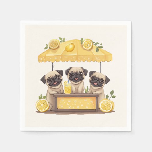 Serviette En Papier Chiens de carlin Stand de Lemonade (Devant)