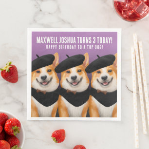 Serviette En Papier Chiens De Corgi Chic Chic Vous Souhaitent Bon Anni