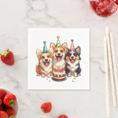 Serviette En Papier Chiens de Corgi d'anniversaire (En situation)