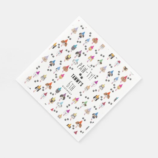 Serviette En Papier Chiens de fête d'anniversaire Pawty mignons (Coin)