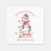 Serviette En Papier Chiens de fête sympa Joyeux Noël (Devant)
