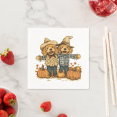 Serviette En Papier Chiens de Goldendoodle de la récolte d'automne (En situation)