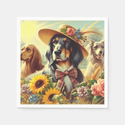 Serviette En Papier Chiens de la nature rétro (Devant)