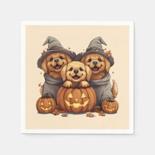 Serviette En Papier Chiens de l'Halloween Golden Retriever Jack-o'-lan