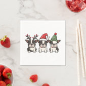 Serviette En Papier Chiens de Noël Boston Terrier (En situation)
