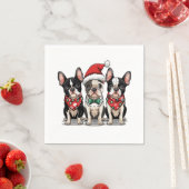 Serviette En Papier Chiens de Noël Boston Terrier (En situation)