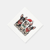 Serviette En Papier Chiens de Noël Boston Terrier (Coin)
