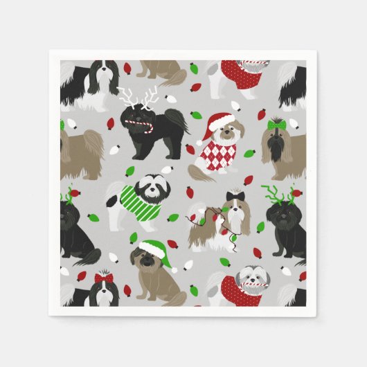 Serviette En Papier Chiens de Noël Chih Tzu Chiens serviettes (Devant)