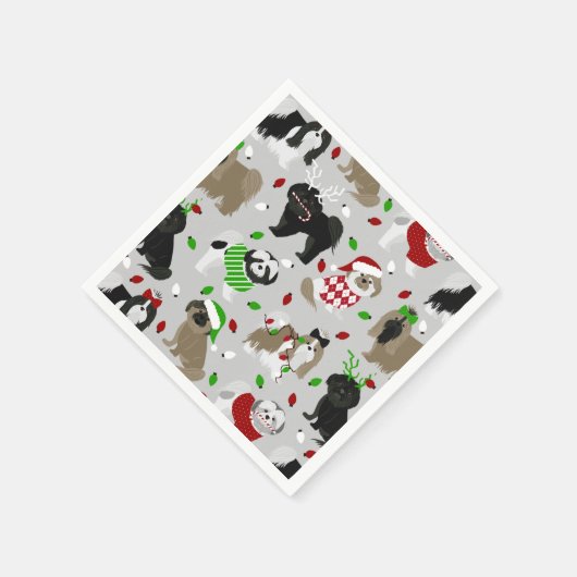 Serviette En Papier Chiens de Noël Chih Tzu Chiens serviettes (Coin)