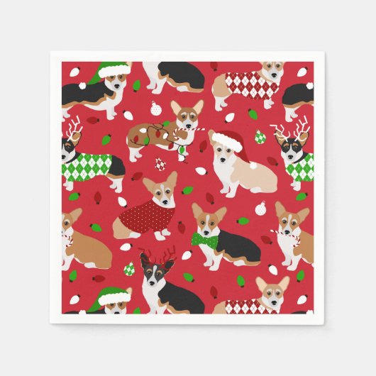 Serviette En Papier Chiens de Noël Corgi (Devant)