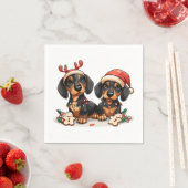 Serviette En Papier Chiens de Noël Dachshund (En situation)