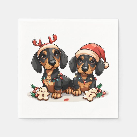 Serviette En Papier Chiens de Noël Dachshund (Devant)