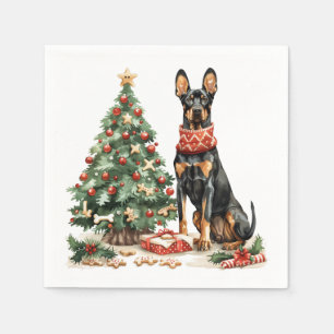 Serviette En Papier Chiens de Noël Dobermann