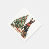 Serviette En Papier Chiens de Noël Dobermann (Coin)
