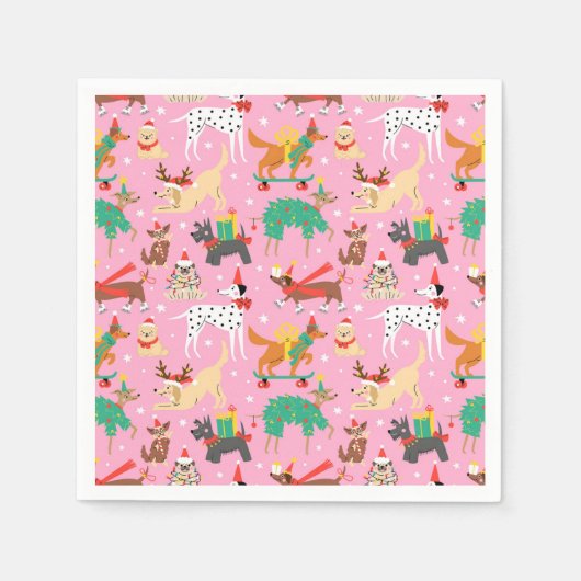Serviette En Papier Chiens de Noël en Motif de vêtements de vacances (Devant)
