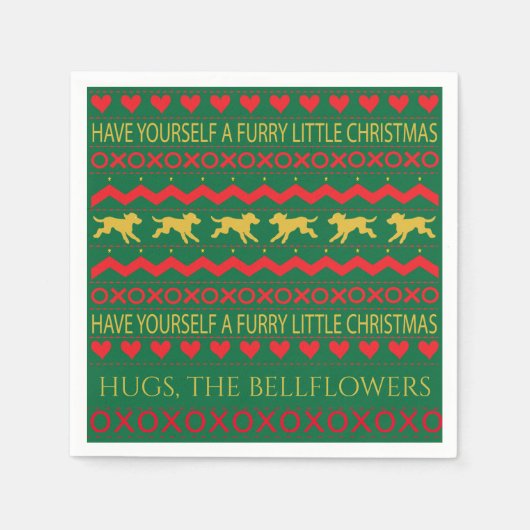 Serviette En Papier Chiens de Noël Furry Little (Devant)