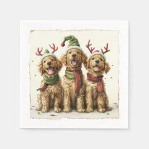 Serviette En Papier Chiens de Noël Golden Retriever