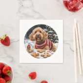 Serviette En Papier Chiens de Noël Goldendoodle (En situation)