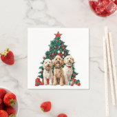 Serviette En Papier Chiens de Noël Goldendoodle (En situation)