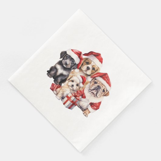 Serviette En Papier 'Chiens de Noël' mignon amoureux des chiens (Coin)