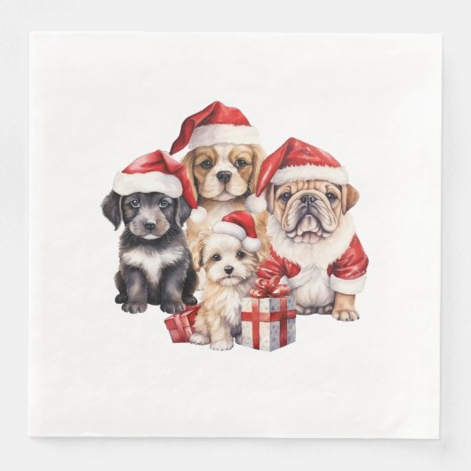 Serviette En Papier 'Chiens de Noël' mignon amoureux des chiens (Devant)