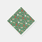 Serviette En Papier Chiens de Noël Motif Rouge Vert (Coin)