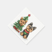 Serviette En Papier Chiens de Noël Yorkie (Coin)