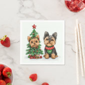 Serviette En Papier Chiens de Noël Yorkie (En situation)