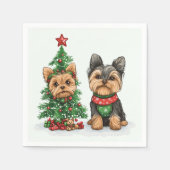 Serviette En Papier Chiens de Noël Yorkie (Devant)