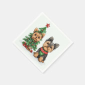 Serviette En Papier Chiens de Noël Yorkie (Coin)