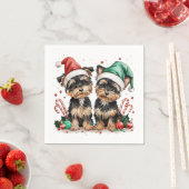 Serviette En Papier Chiens de Noël Yorkshire Terrier (En situation)