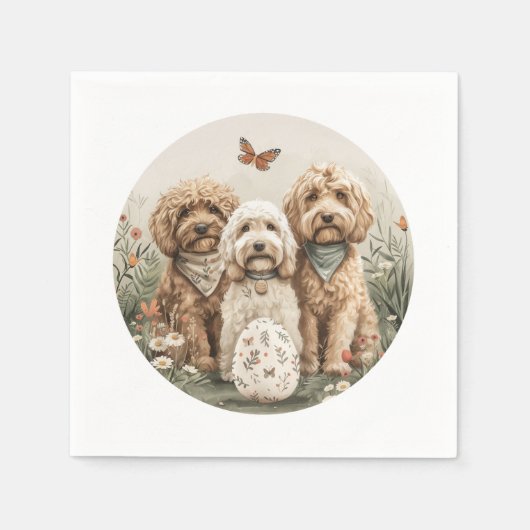 Serviette En Papier Chiens de Pâques Goldendoodle (Devant)