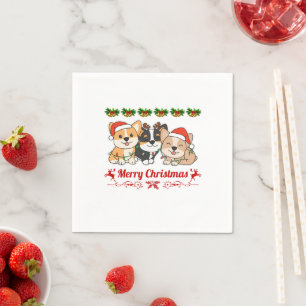 Serviette En Papier Chiens de pyjama de Noël de Corgi