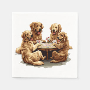 Serviette En Papier Chiens De Retriever Mignons Jouer Des Cartes