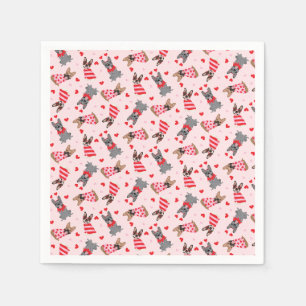 Serviette En Papier Chiens de Saint-Valentin