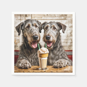 Serviette En Papier Chiens de Wolfhound irlandais partageant un Milksh