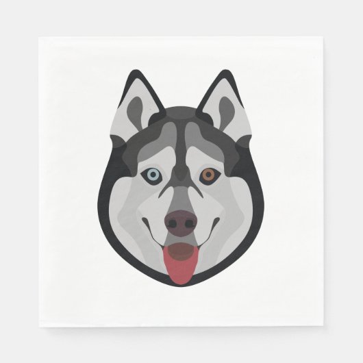 Serviette En Papier Chiens d'illustration face Sibérien Husky (Devant)