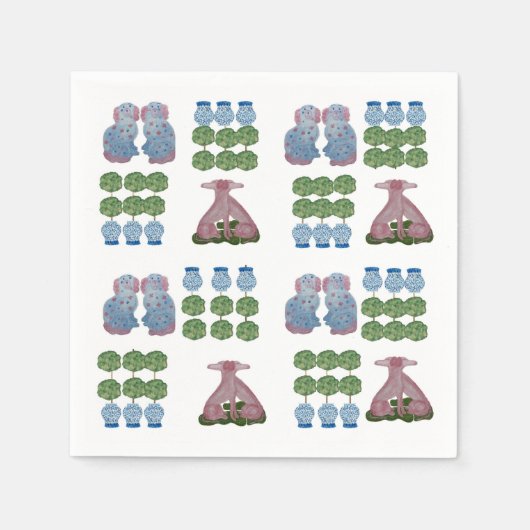Serviette En Papier Chiens du Staffordshire Topiary Ginger Jar (Devant)