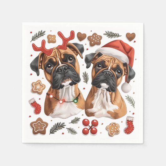 Serviette En Papier Chiens en boîte de Noël (Devant)