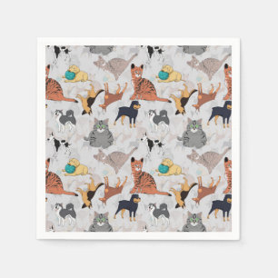 Serviette En Papier Chiens Et Chats Cutes Design Motif