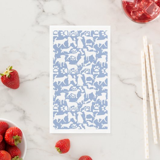 Serviette En Papier Chiens et pattes motif 02.b LBlue BG (En situation)