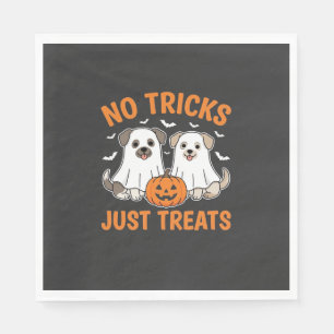 Serviette En Papier Chiens fantômes d'Halloween Pas de tours juste des