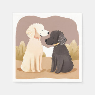 Serviette En Papier Chiens Fluffy   Peinture Aquarelle d'Animal de Com