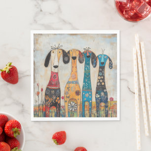 Serviette En Papier Chiens Fous Longs et Minces