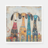 Serviette En Papier Chiens Fous Longs et Minces (Devant)