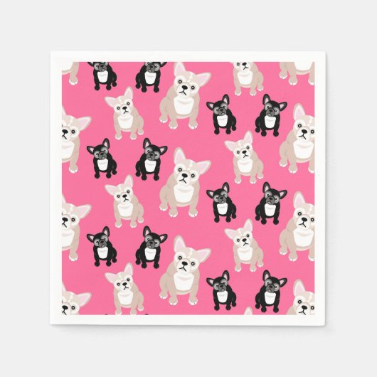 Serviette En Papier Chiens français français roses mignons (Devant)